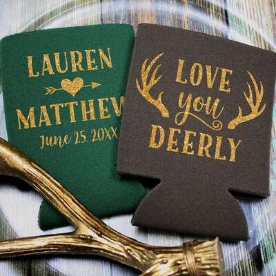 Love You Deerly Hunting Wedding Can Cooler - image1